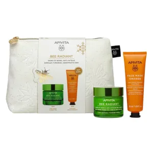 Apivita Promo Pack Bee Radiant Light Texture Cream for Signs of Aging & Restful Face 50ml cu mască de față GRATUITĂ Orange 50ml