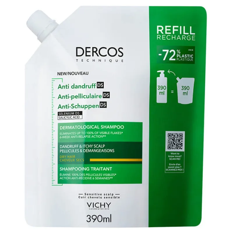 Vichy Dercos Șampon Antipelliculaire Sec Reîncărcare 390ml — preț și oferte