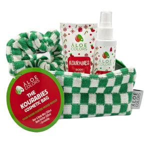 Aloe+ Colors The Kourabies Geantă cosmetică cu brumă pentru păr și corp 150ml, unt de corp 100ml și elastic