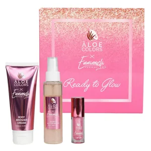 Aloe+ Colors Emmanouela Cosmetics Ready to Glow Set cu Golden Body Bronzer Cream 100ml, Secret Glow & Glitter Spray 100ml & Lip Oil 10ml