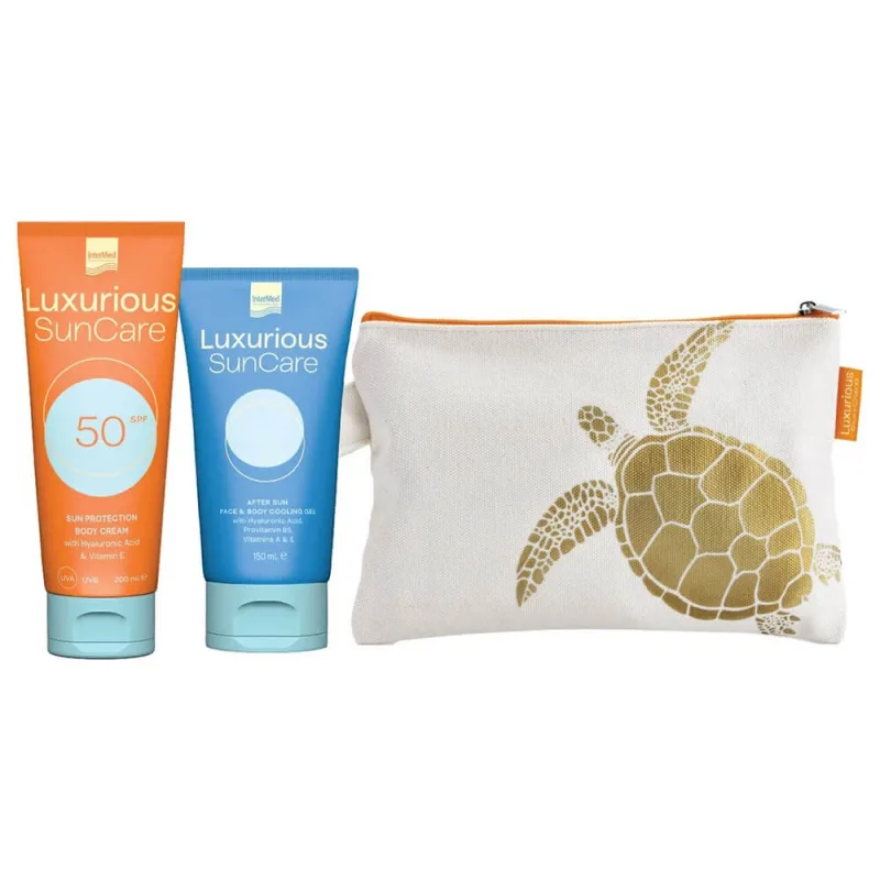 Pachet promoțional Luxurious SunCare cu cremă de corp cu protecție solară SPF50 200ml, After Sun Face & Body 150ml și geantă GRATUITĂ — preț și oferte