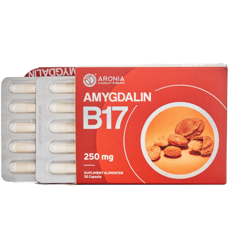 Amygdalin (B17) la 250 mg — 30 capsule pentru echilibrul organismului, imunitate și protecție antioxidantă Aronia Charlottenburg — preț și oferte