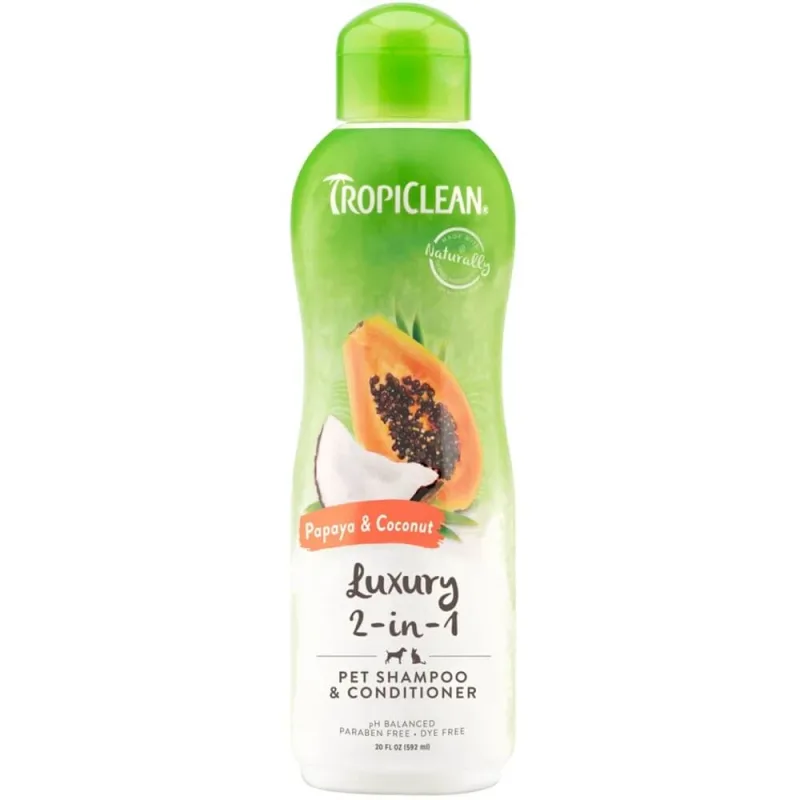 Sampon luxuriant 2 in 1 pentru câini si pisici Papaya&Coconut Grooming, 355 ml, Tropiclean — preț și oferte