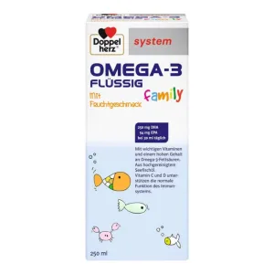 Sistem dublu pentru inimă Omega-3 Lichid de familie cu aromă de fructe 250 ml