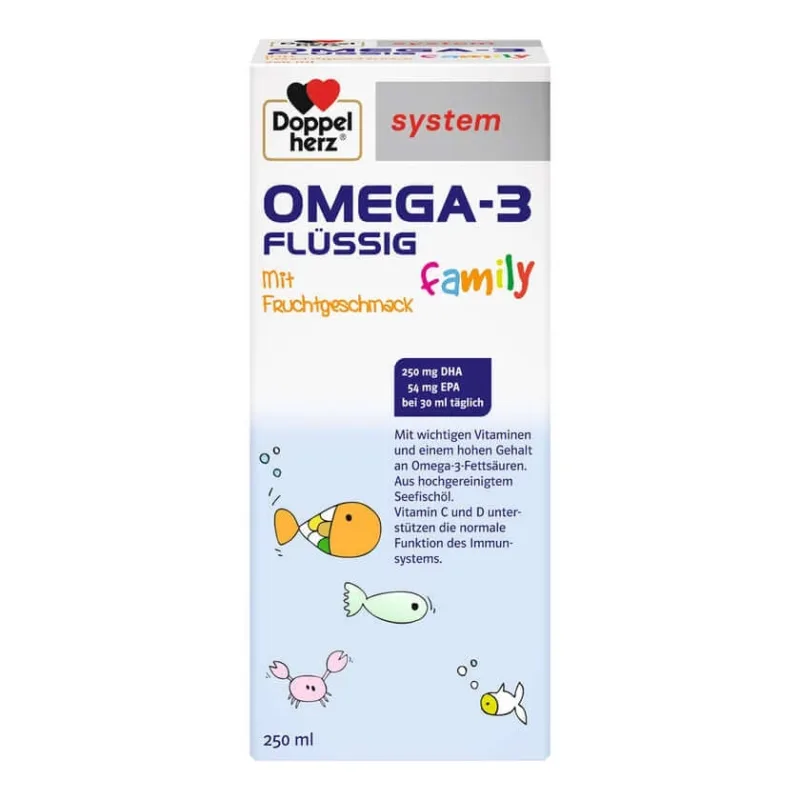 Sistem dublu pentru inimă Omega-3 Lichid de familie cu aromă de fructe 250 ml — preț și oferte