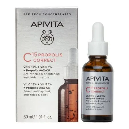 Ser corector antirid cu vitamina C Bee Tech C15, 30 ml, Apivita — preț și oferte
