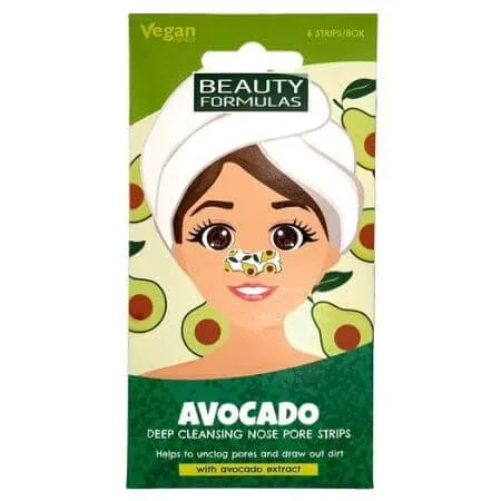 Benzi cu extract de avocado pentru curatarea porilor de pe nas, 6 bucati, Beauty Formulas — preț și oferte