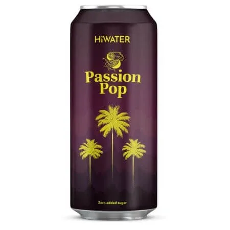 Apa naturala de cocos carbogazificata cu suc natural de fructul pasiunii Passion Pop, 320 ml, Hiwater — preț și oferte