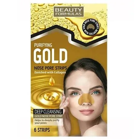 Benzi cu colagen pentru curatarea porilor de pe nas Gold, 6 bucati, Beauty Formulas — preț și oferte