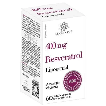 Resveratrol Lipozomal, 400mg, 60 capsule vegetale, BioSunLine — preț și oferte