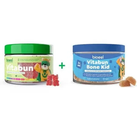 Jeleuri cu multivitamine Vitabun, 60 bucati + Jeleuri gumate cu calciu Vitabun Bone Kid, 60 bucati, Bioeel — preț și oferte