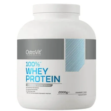 Proteina din zer cu aroma de capsuni Whey Protein Chocolate Strawberry Cream, 2000 g, OstroVit — preț și oferte