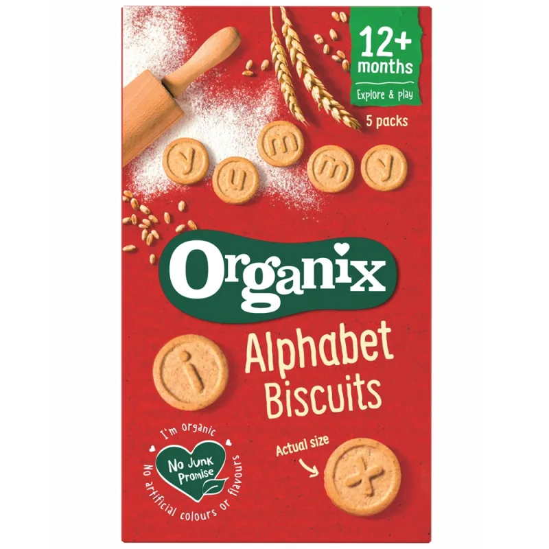 BISCUITI ECOLOGICI BIO ALFABET 12+ LUNI 5X25G 881305 ORGANIX BRANDS — preț și oferte