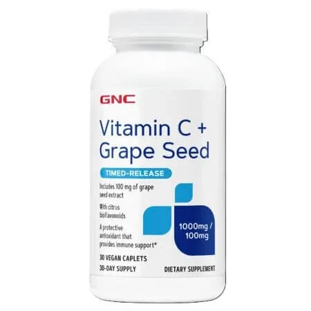 Vitamina C cu seminte de struguri, 30 tablete, GNC — preț și oferte