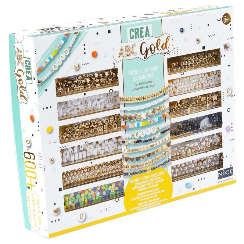 Kit creativ DIY - coliere și brățări cu mărgele mix aurii, Perline ABC — preț și oferte