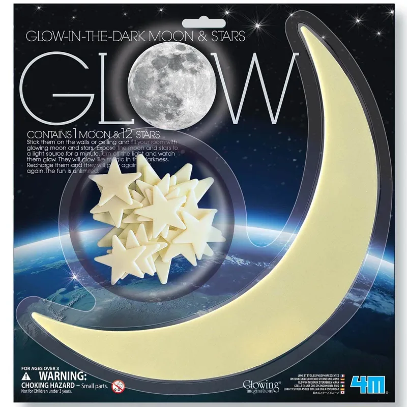 Decoratiuni de perete fosforescente - Luna si stele — preț și oferte