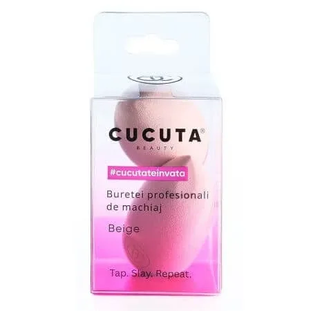 Buretei pentru aplicarea machiajului Double Slay, 2 bucati, Cucuta Beauty — preț și oferte