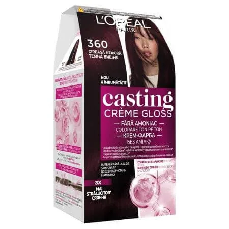 Vopsea de par fara amoniac Casting Creme Gloss 360 Cireasa Neagra, 180 ml, Loreal — preț și oferte