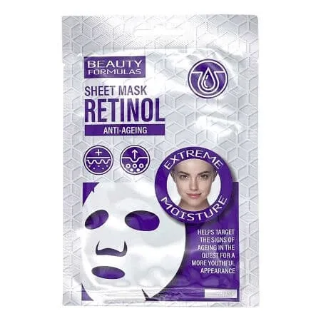 Masca tip servetel anti-age cu retinol, 1 bucata, Beauty Formulas — preț și oferte