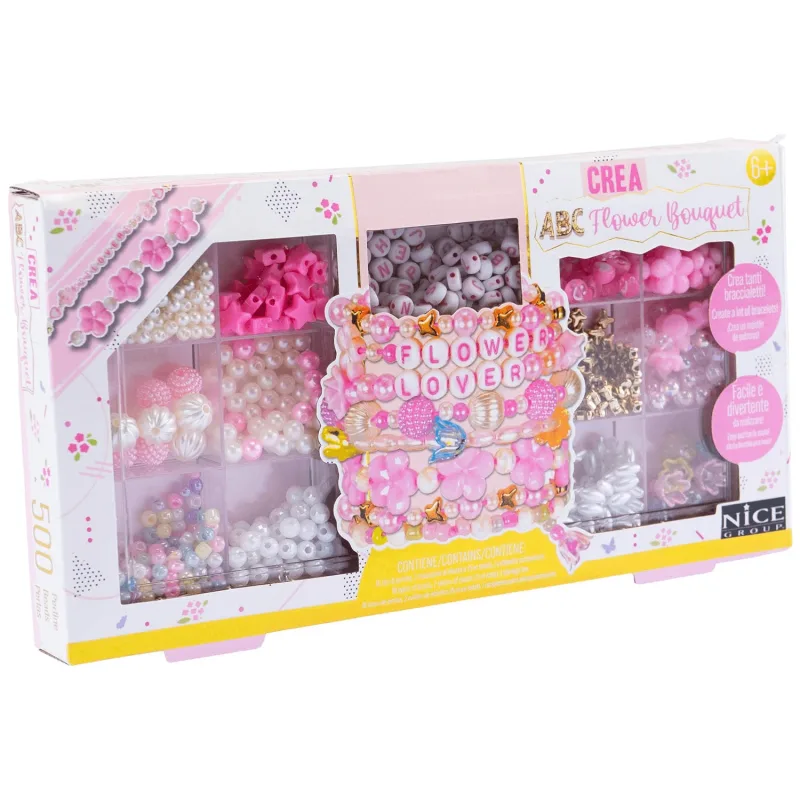 Kit creativ DIY - coliere și brățări cu mărgele Flower Bouquet, 500 piese, Perline ABC — preț și oferte
