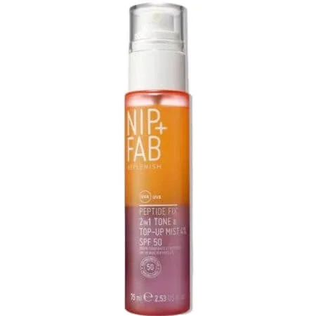 Mist 2-in-1 cu peptide 4% cu SPF50 Peptide Fix Tone+Top Up, 75 ml, NIP+FAB — preț și oferte