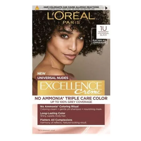 Vopsea de par fara amoniac Excellence Universal Black, 192 ml, Loreal — preț și oferte
