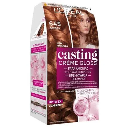 Vopsea de par fara amoniac Casting Creme Gloss 645 Chihlimbar, 180 ml, Loreal — preț și oferte