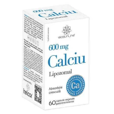 Calciu Lipozomal, 600 mg, 60 capsule vegetale gastrorezistente, BioSunLine — preț și oferte