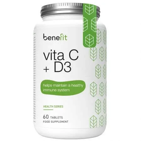 Vitamina C si Vitamina D3 Health Series, 60 tablete, Benefit Nutrition — preț și oferte