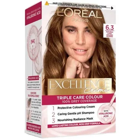 Vopsea de par cu acid hialuronic Excellence Color Creme 6.30 Blond Inchis Auriu, 192 ml, Loreal — preț și oferte