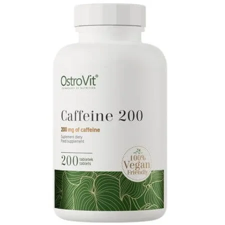 Supliment cu cafeina pentru energie Caffeine, 200 mg, 200 tablete, OstroVit — preț și oferte