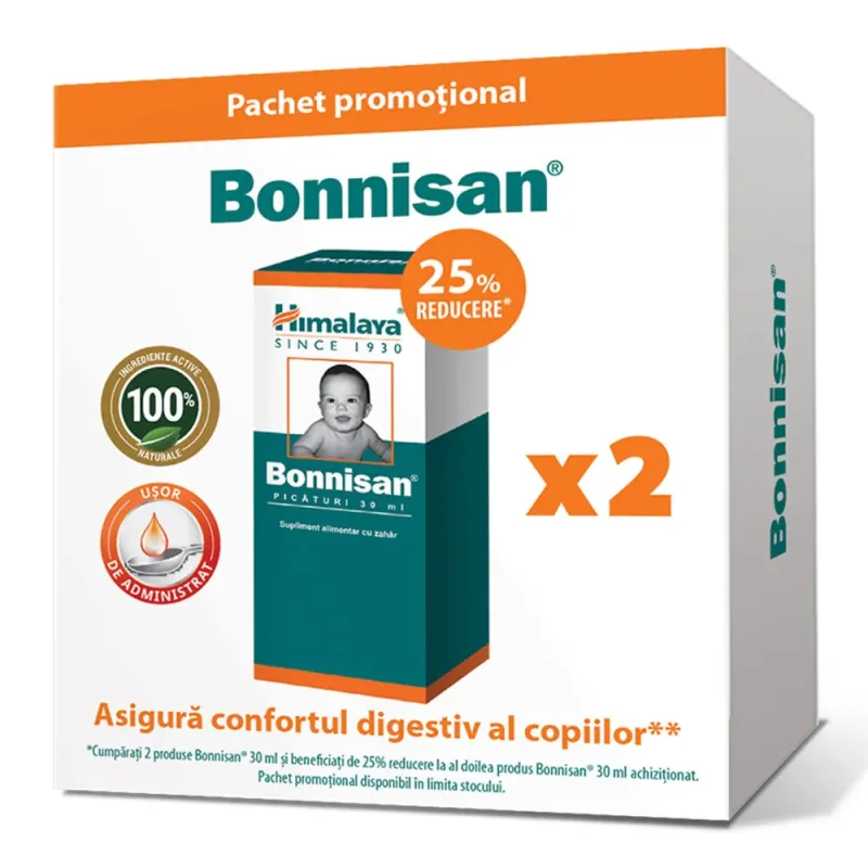 Bonnisan picaturi 1+1 25% reducere, Himalaya | 30 ml HIMALAYA DRUG — preț și oferte