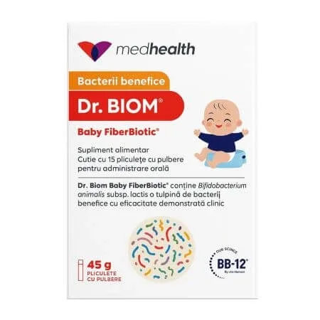 Bacterii benefice Dr. Biom Baby FiberBiotic, 15 plicuri, ND Medhealth — preț și oferte