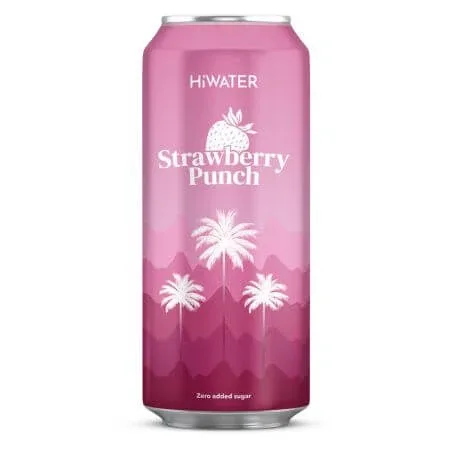 Apa naturala de cocos carbogazificata cu suc natural de capsuni Strawberry Punch, 320 ml, Hiwater — preț și oferte