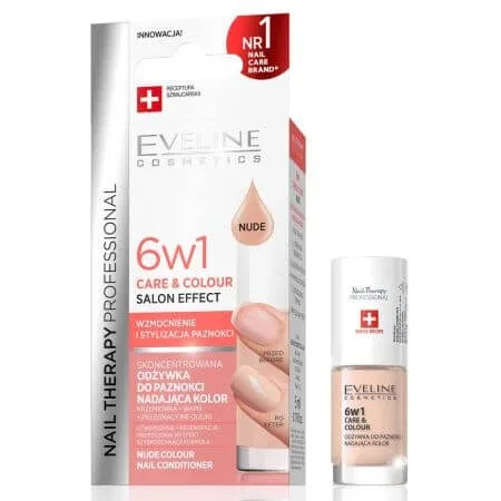 Tratament pentru unghii 6 in 1 Nuanta Nude Nail Therapy  Care & Colour, 5 ml, Eveline Cosmetics — preț și oferte
