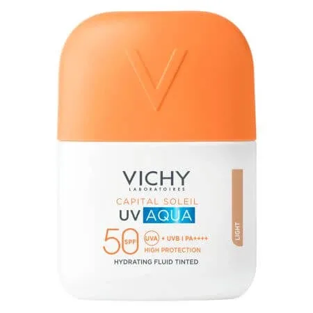 Fluid hidratant colorat cu protectie solara SPF 50 Nuanta Light Capital Soleil UV Aqua, 50 ml, Vichy — preț și oferte