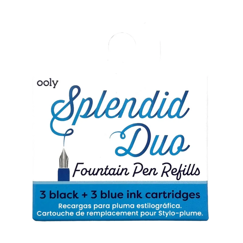 Rezerve Splendid pentru stilouri - cerneala albastra si neagra, set de 6 — preț și oferte