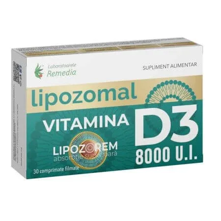 Vitamina D3 lipozomala, 8000 UI, 30 comprimate filmate, Remedia — preț și oferte