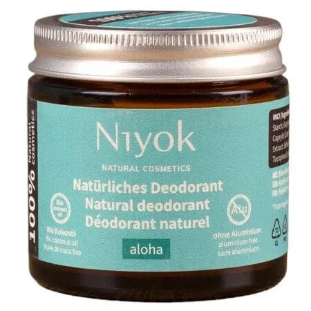Deodorant si antiperspirant natural tip crema Aloha, 40 ml, Niyok — preț și oferte