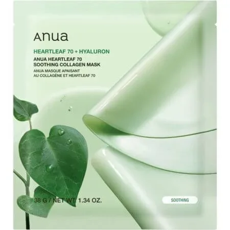 Masca hidrogel pentru calmare si hidratare Heartleaf 70 Soothing Collagen, 38 g, Anua — preț și oferte