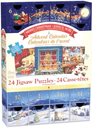 Calendar de Advent Craciun Fericit, 24 puzzle-uri, 50 piese