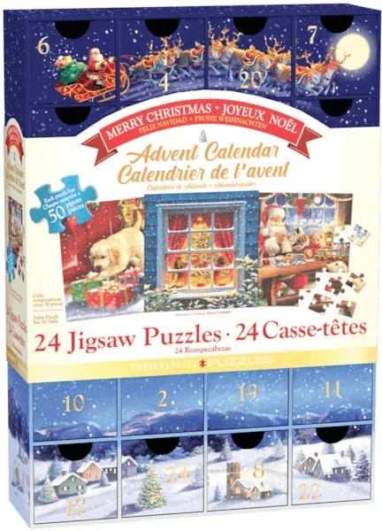 Calendar de Advent Craciun Fericit, 24 puzzle-uri, 50 piese — preț și oferte