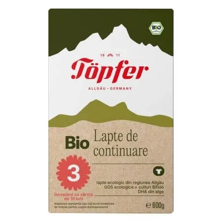 Lapte praf + 10 luni Bio 3, 600 g, Topfer — preț și oferte