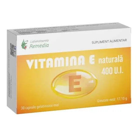 Vitamina E, 400 U.I, 30 capsule moi, Remedia — preț și oferte