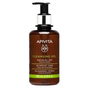 Gel de curățare facială Apivita pentru pielea grasă și combinată cu propolis și lămâie verde 200ml