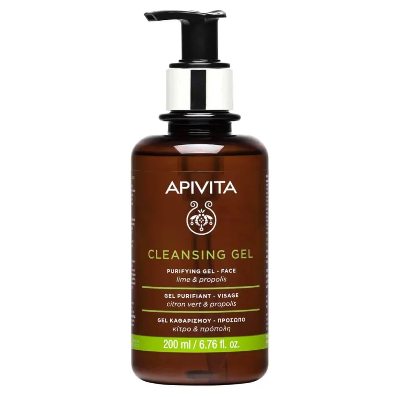 Gel de curățare facială Apivita pentru pielea grasă și combinată cu propolis și lămâie verde 200ml — preț și oferte