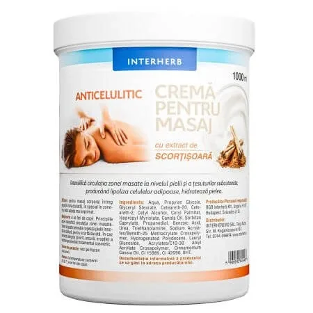 Crema anticelulitica pentru masaj, 1000 ml, Interherb — preț și oferte