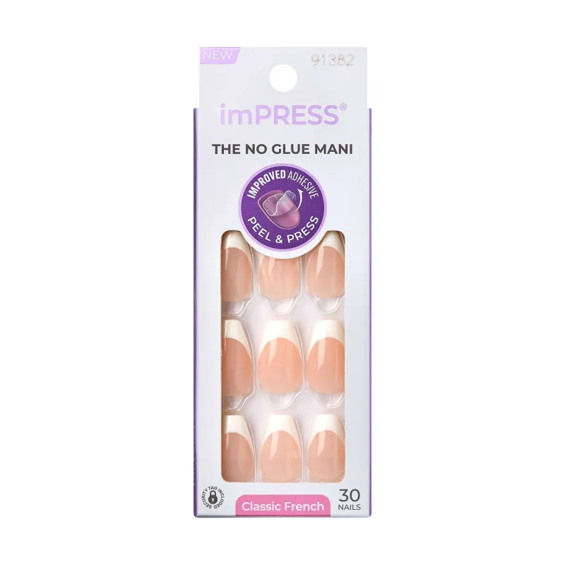 Unghii cu aplicare prin presare imPRESS Classic French, Ideal, 1 set, Kiss — preț și oferte
