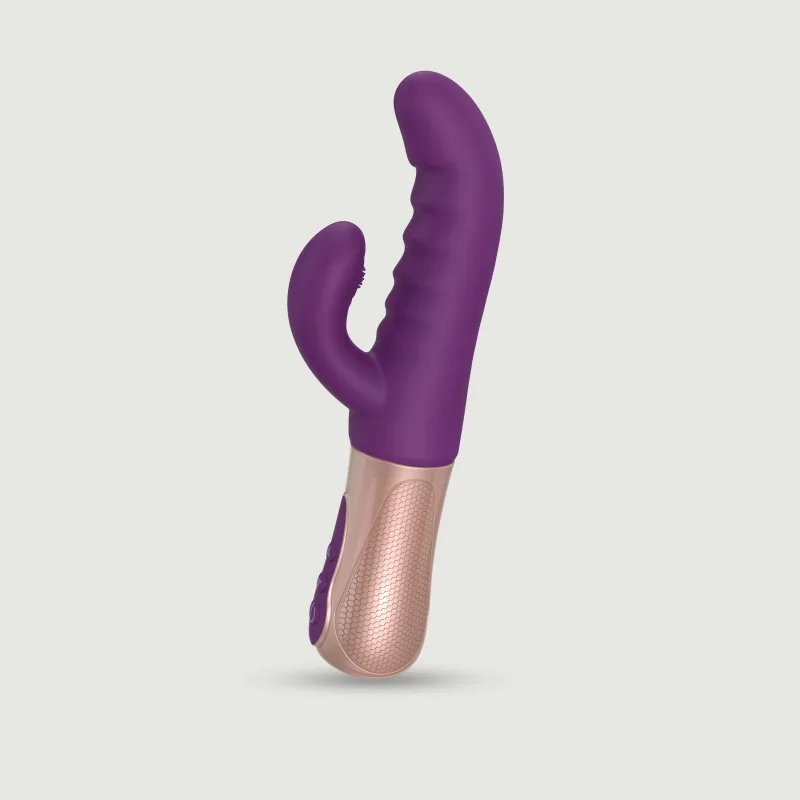 Sassy Bunny Thrusting & Tapping Silicone Rabbit G-Spot Vibrator - Violet — preț și oferte