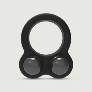 Ramrod Inel pentru penis din silicon cu greutăți metalice - negru